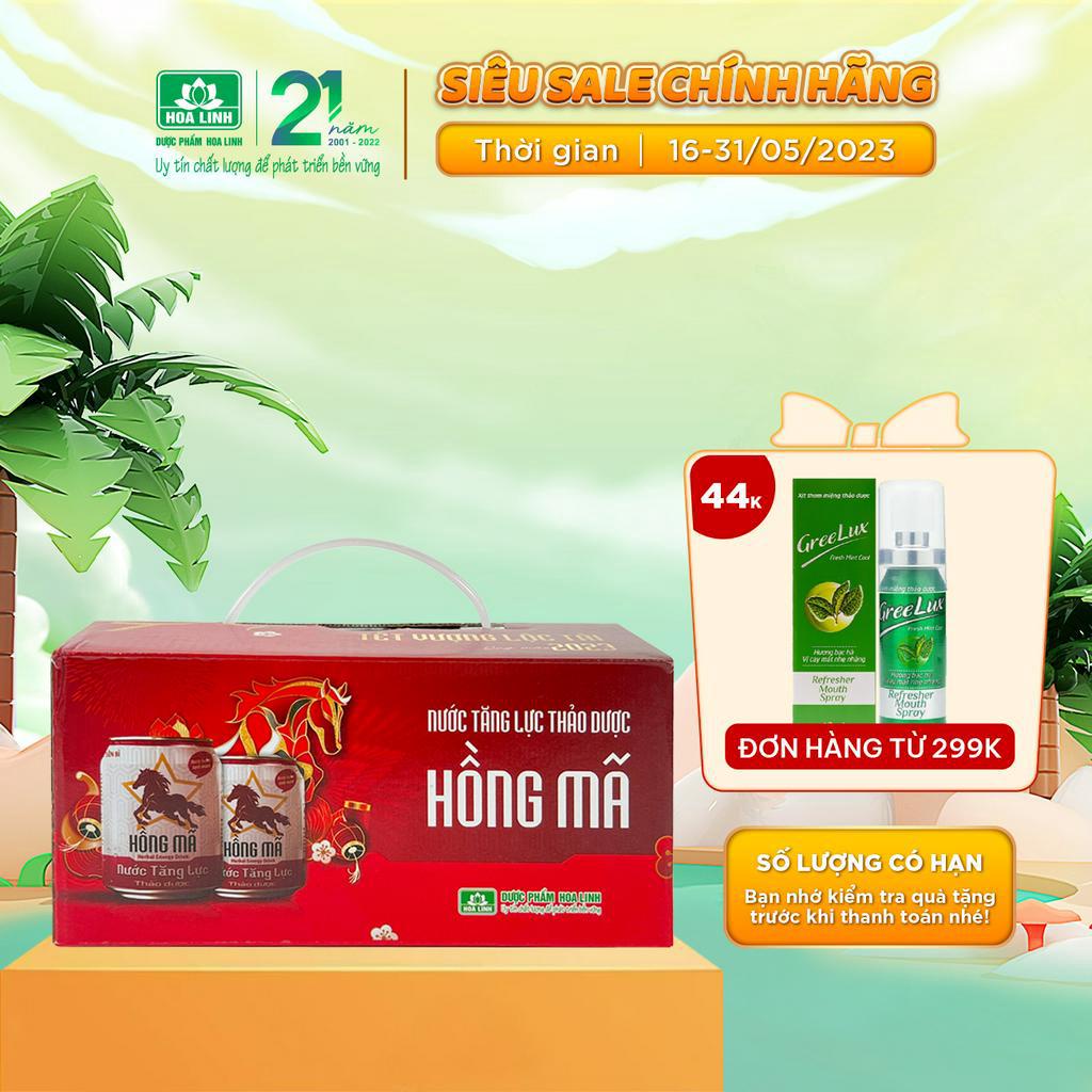 Lốc 6 lon Nước tăng lực thảo dược từ sâm Hồng Mã 245ml/lon