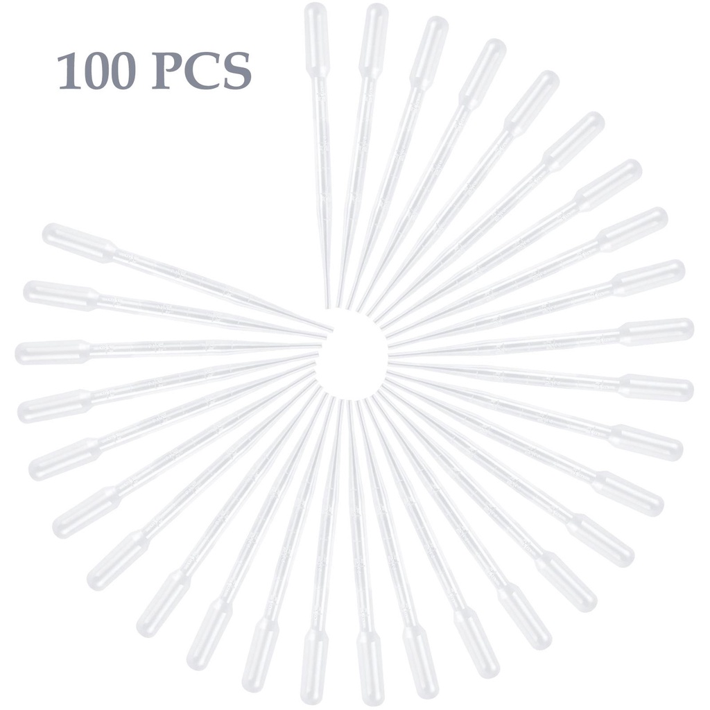 Bộ 100 Ống Nhỏ Giọt 3ml Bằng Nhựa Trong Suốt Dùng Một Lần