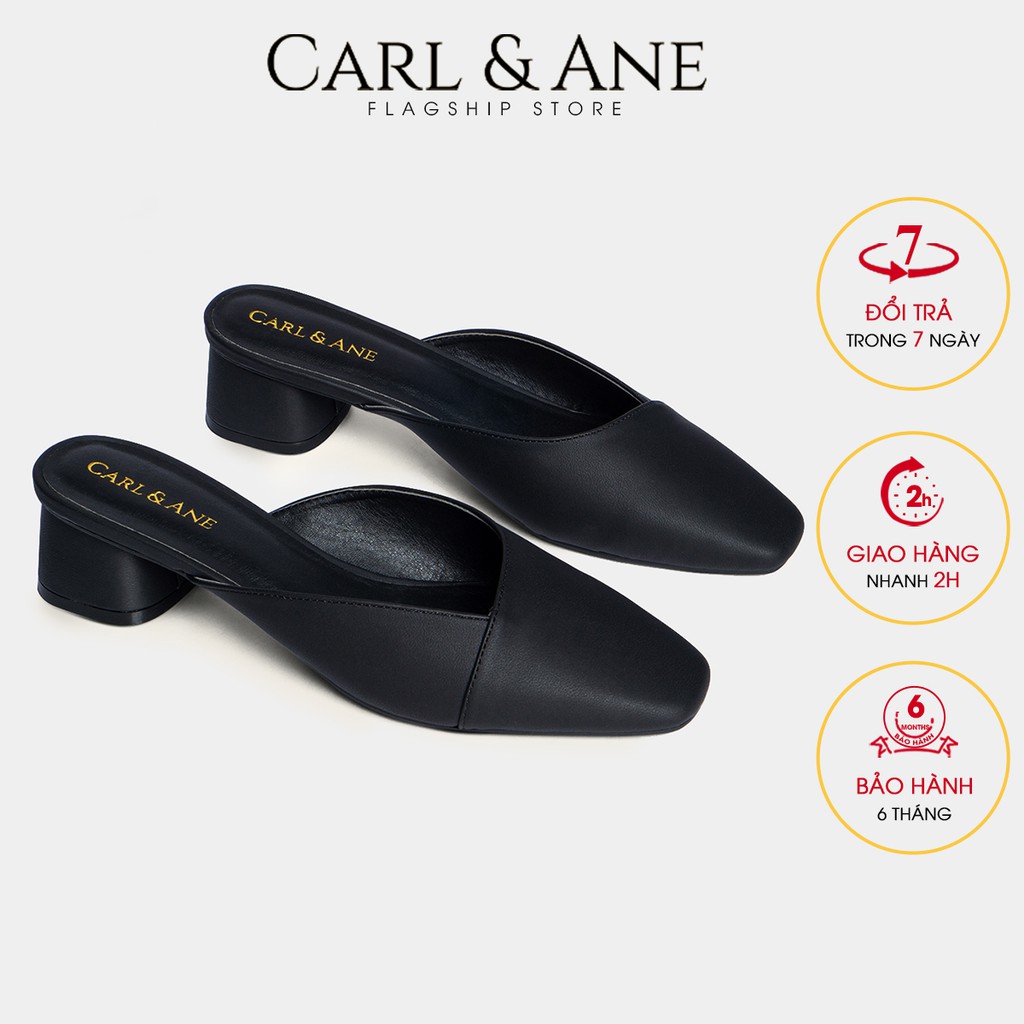 Carl & Ane - Dép cao gót thời trang bít mũi gót vuông kiểu dáng đơn giản cao 4cm màu đen _ CL008