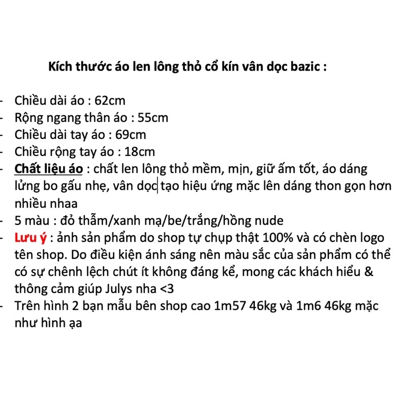 Áo len lông thỏ cổ kín vân dọc (ảnh thật shop chụp kèm video)