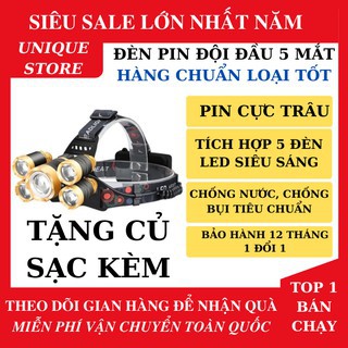 🔐 Đèn Pin Đội Đầu 8 Bóng Led Siêu Sáng , Tặng Kèm 2 Pin Kèm Bộ Sạc Siêu Tiện Dụng, Chống Nước META03