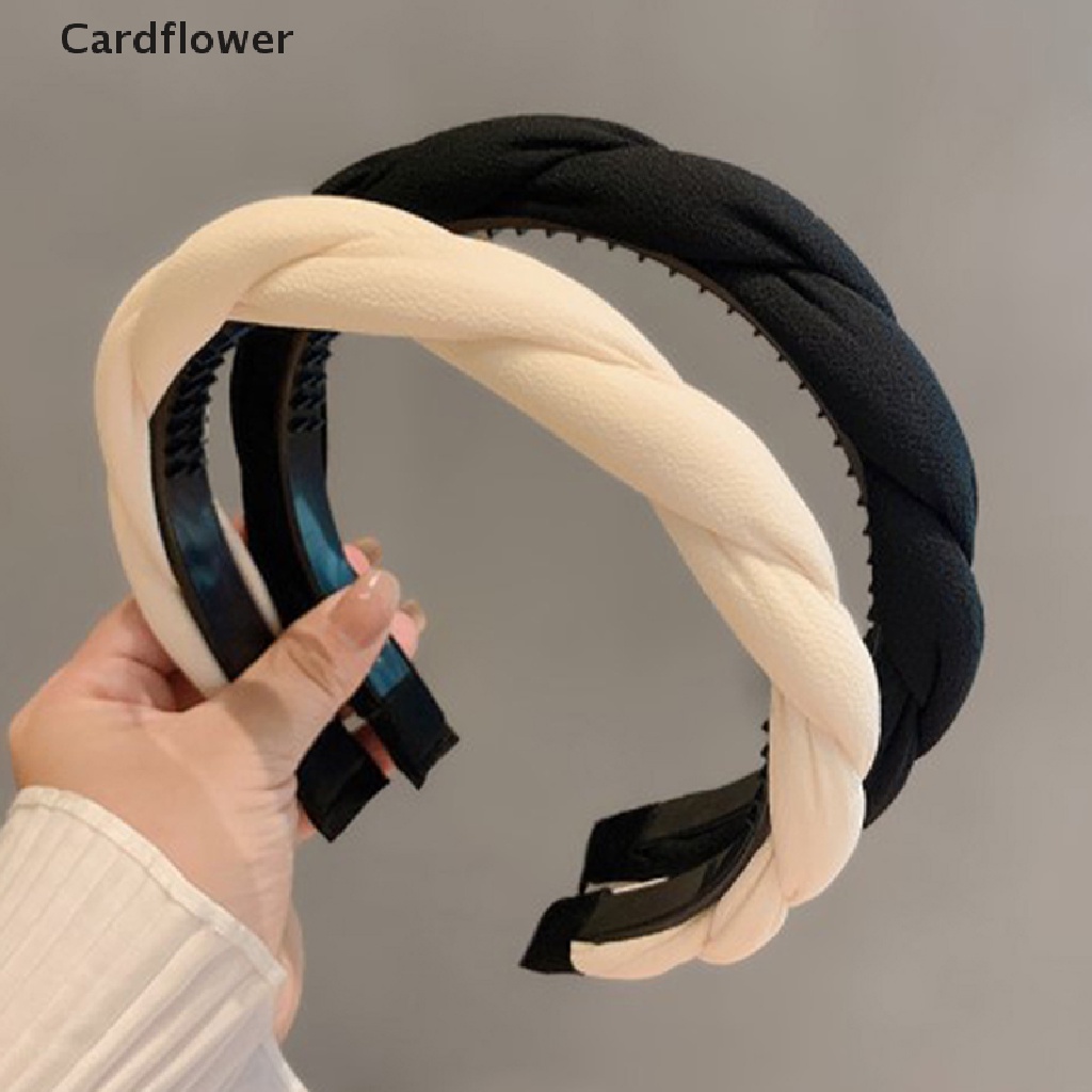 &lt; Cardflower &gt; Băng Đô Cài Tóc Màu Trơn Họa Tiết Gấp Đôi Thời Trang Đang Giảm Giá