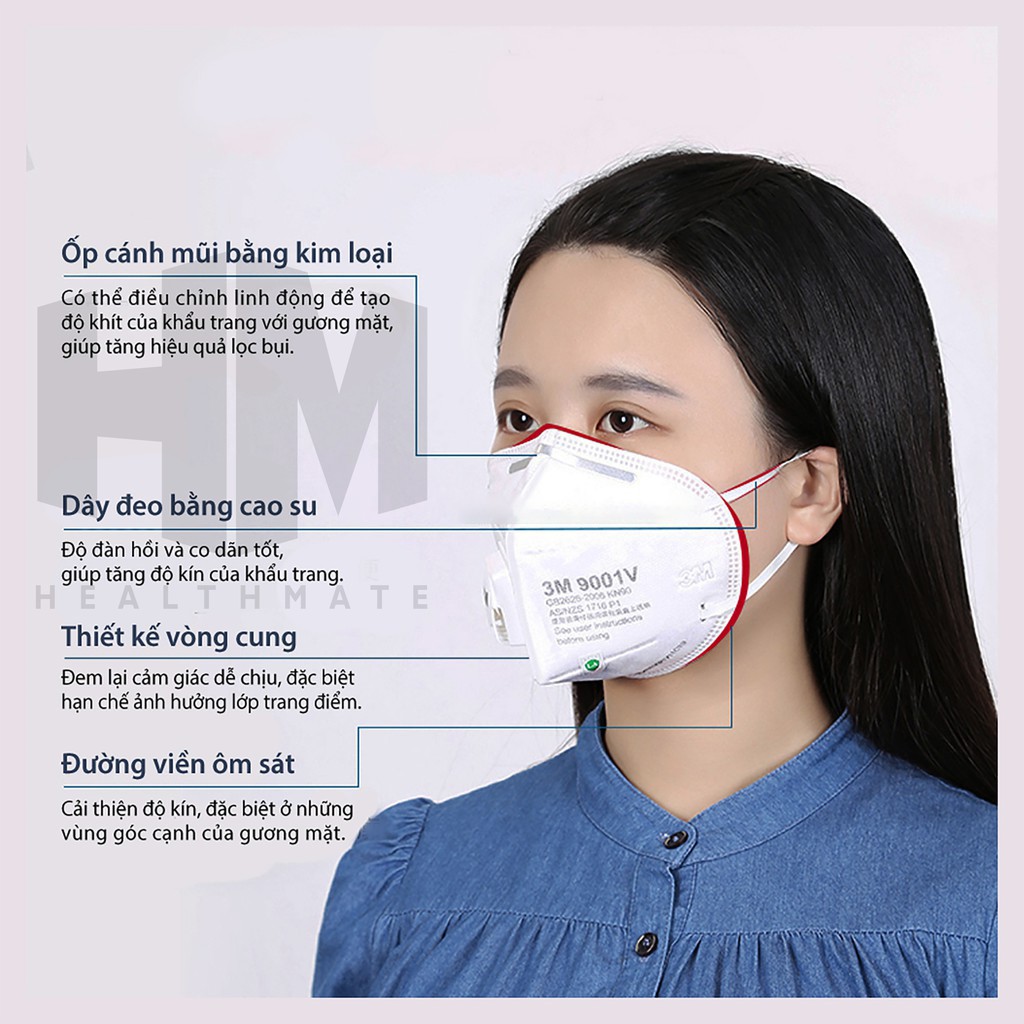 Khẩu trang 3M- 9501V chống bụi siêu mịn pm 2.5 có van thở thông minh tốt cho sức khoẻ | BigBuy360 - bigbuy360.vn