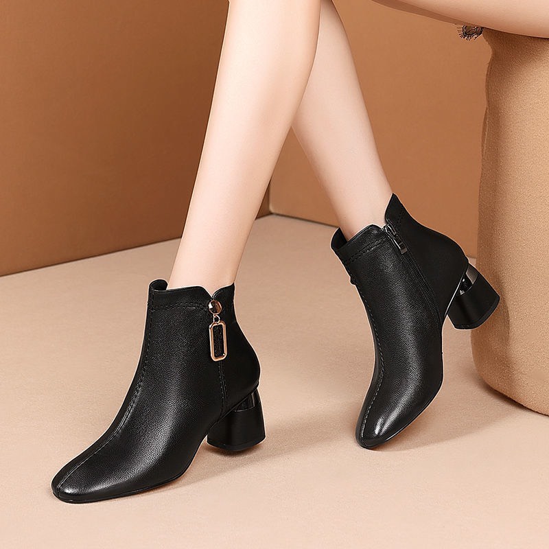 Bốt nữ gót tròn 5 phân lót lông