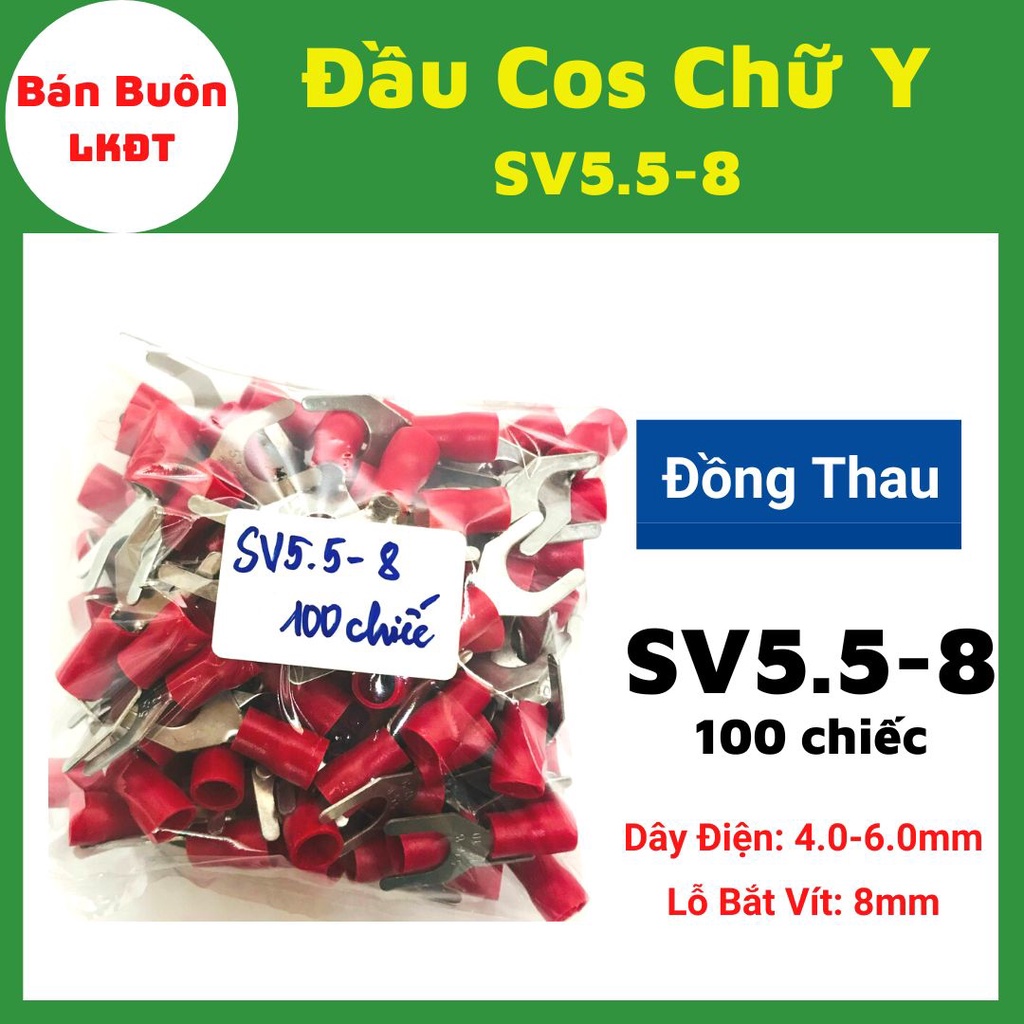 [100 Chiếc] Đầu cos chữ y, cos chữ y, đầu cos dây điện, đầu cos bọc nhựa, cos y trần [ Cos Đồng ]