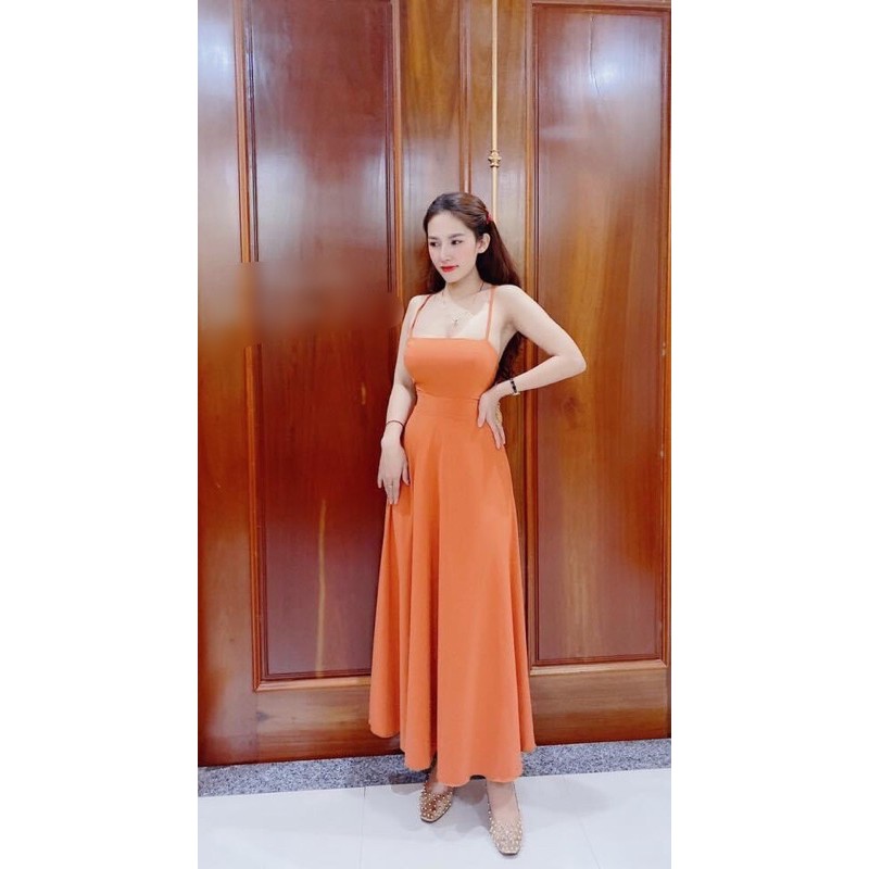 Đầm maxi đan dây lưng