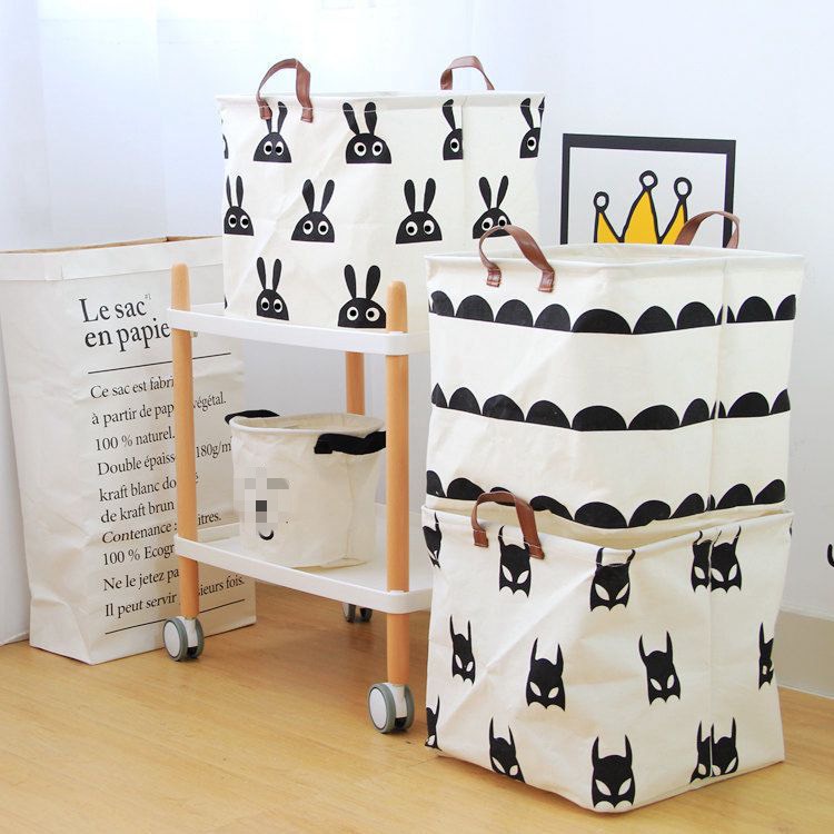 Giỏ đựng quần áo chăn màn đồ dơ túi vải canvas vuông gấp gọn đựng đồ đa năng ChiChi TV12