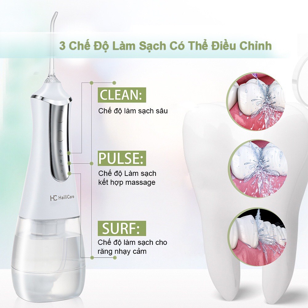 Tăm nước  máy tăm nước cầm tay cao cấp mini, vệ sinh răng miệng cho cả nhà Hailicare