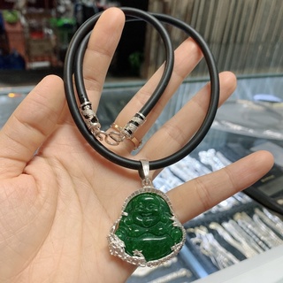 Mặt phật di lặc đá đen bọc bạc ta cho nam