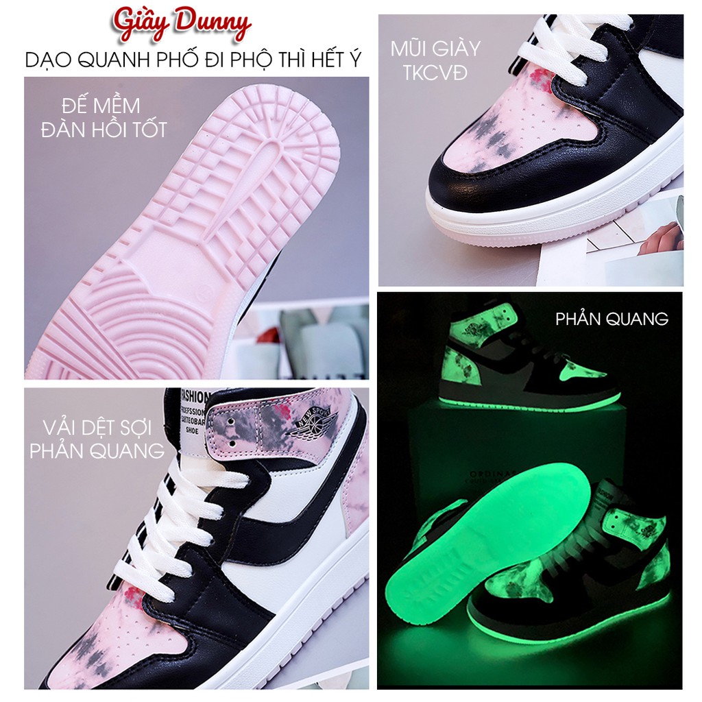 Giày Air Jordan Nữ  Cổ Cao Dạ Quang, Giày Xám, Hồng, Xanh Hot Hit 2023