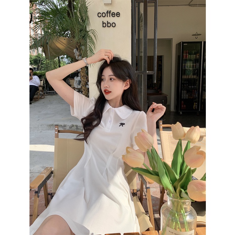 Đầm Thun polo Dáng Chữ A Ôm Eo Thời Trang Hàn Quốc Cho Nữ