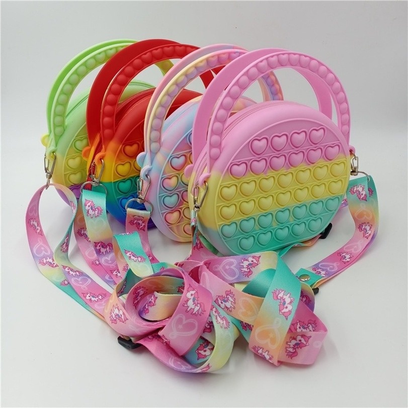 Pop it Fidget Túi đeo vai có dây đeo / túi xách Push Bubble Đồ chơi