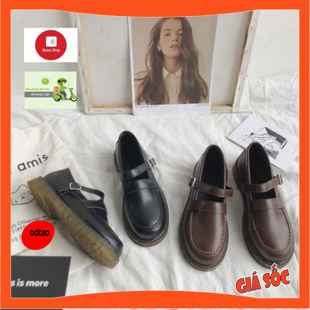 Giày ulzzang oxford da lỳ có dây vuông | BigBuy360 - bigbuy360.vn