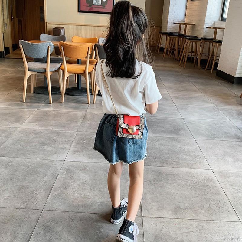 Túi đeo chéo bằng da PU họa tiết hoa cổ điển dành cho bé gái