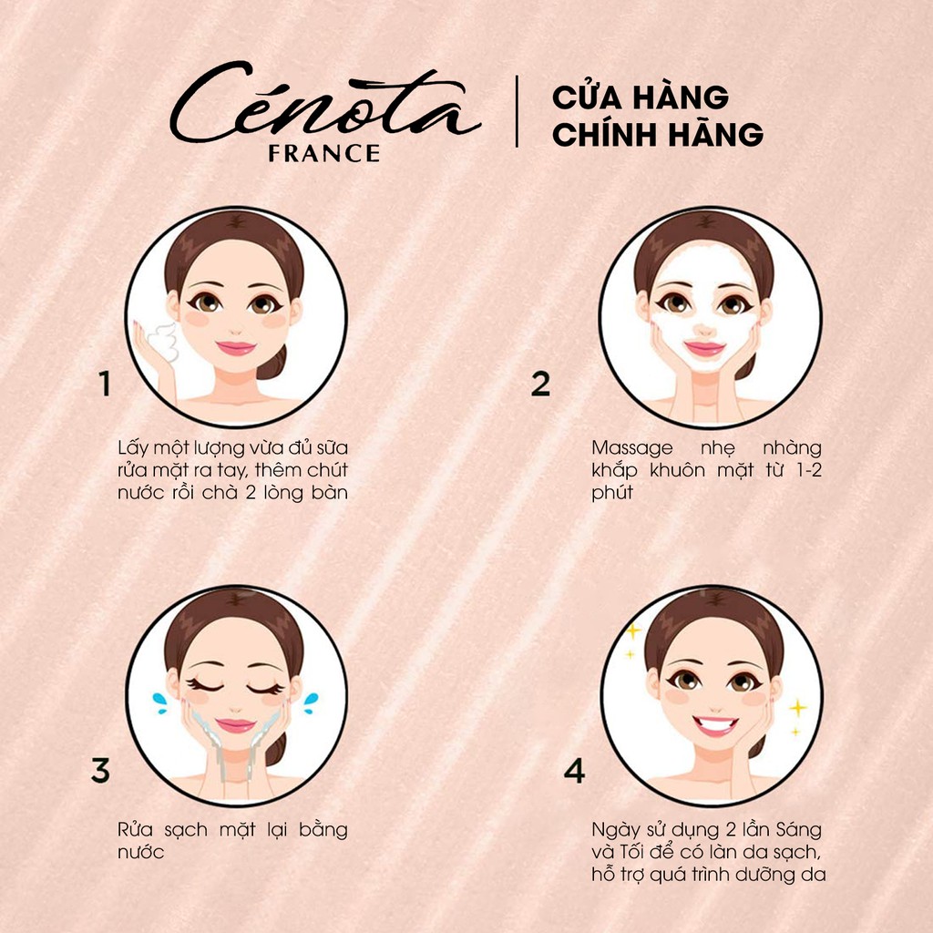 [Mã FMCGMALL - 8% đơn 250K] Sữa rửa mặt trắng da Cénota Whitening Facial Cleanser 150ml - Mã C03