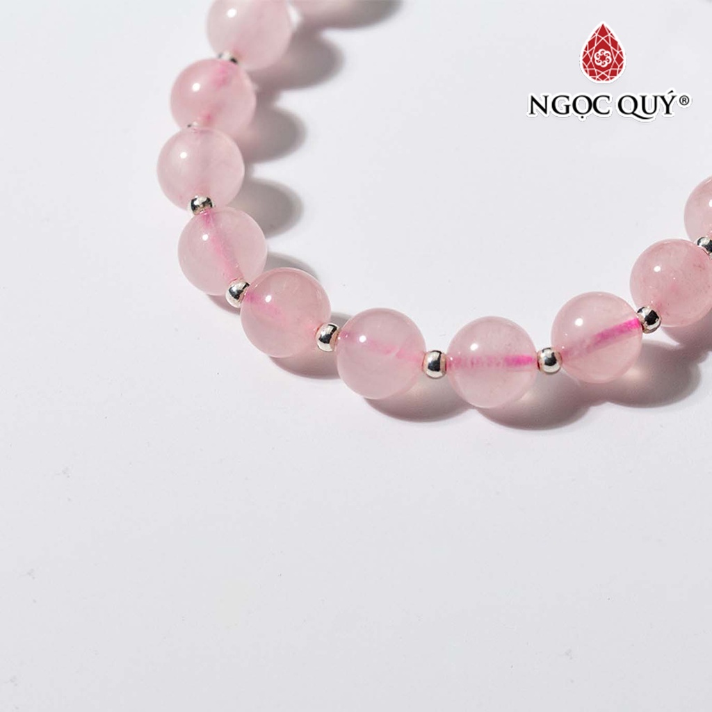 Vòng tay TA hồng phối 2 ống bạc - Ngọc Quý