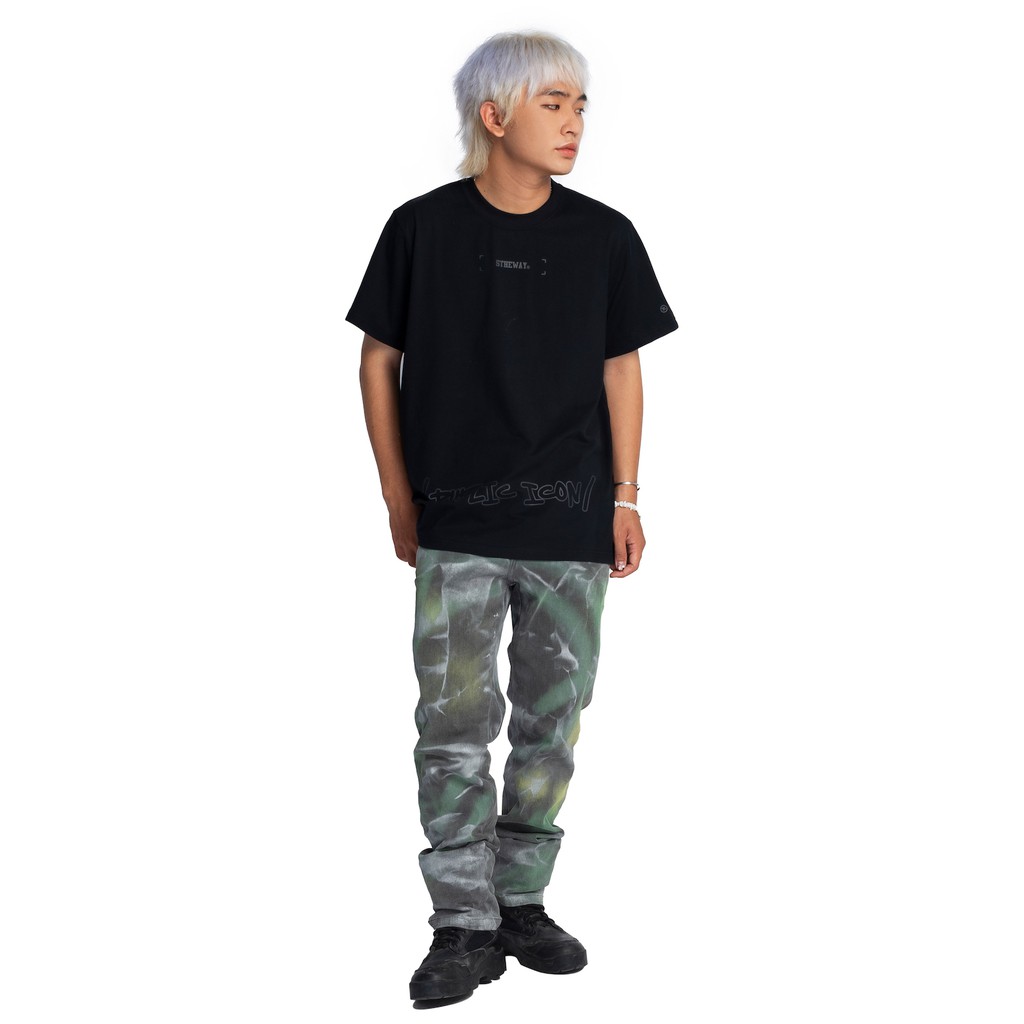 Áo thun 5THEWAY Màu Đen cổ tròn với thiết kế public icon Big Logo Square Tee