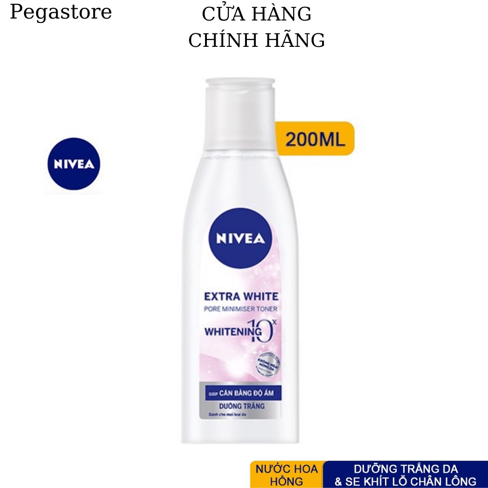 Toner dưỡng ẩm NIVEA Trắng Da Extra White Pore Minimiser - Nước hoa hồng trắng da 200ml