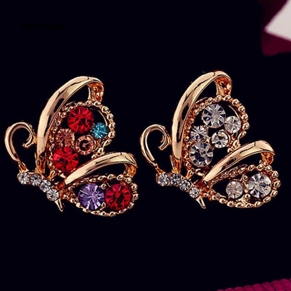 Khuyên tai hình bướm đính đá phong cách trẻ trung thanh lịch dành cho nữ