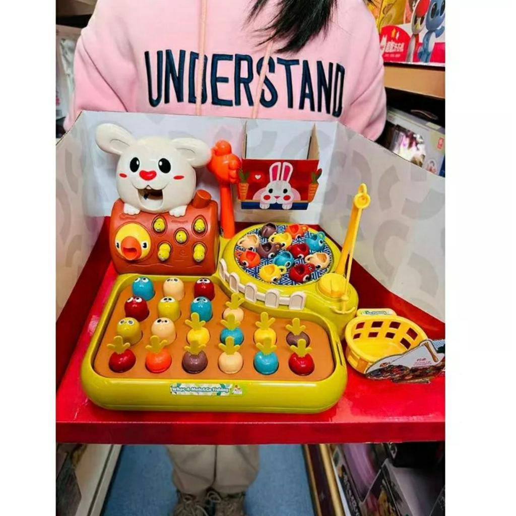 Đồ Chơi Nông Trại Vui Vẻ 4in1 Cho Bé Câu Cá, Đập Chuột, Trồng Cà Rốt, Bắt Sâu