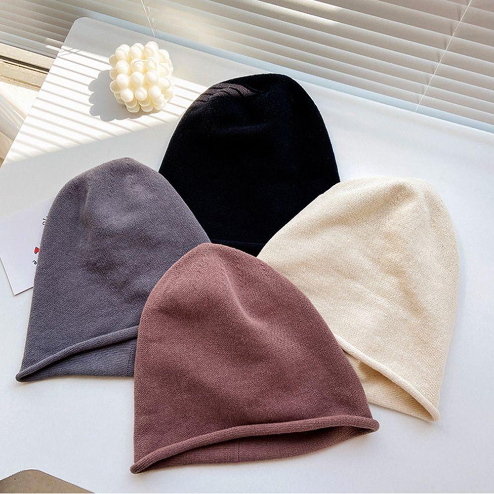 Mũ Beanie Dệt Kim Màu Trơn Dễ Thương Cho Nam Nữ
