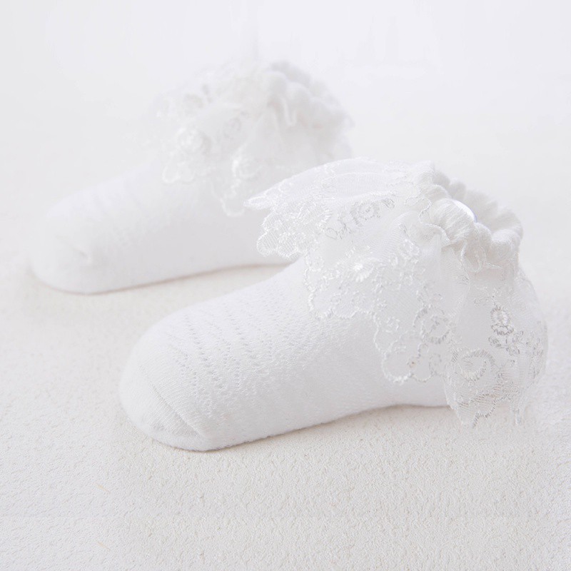 Vớ cotton ren hoa dễ thương cho bé gái