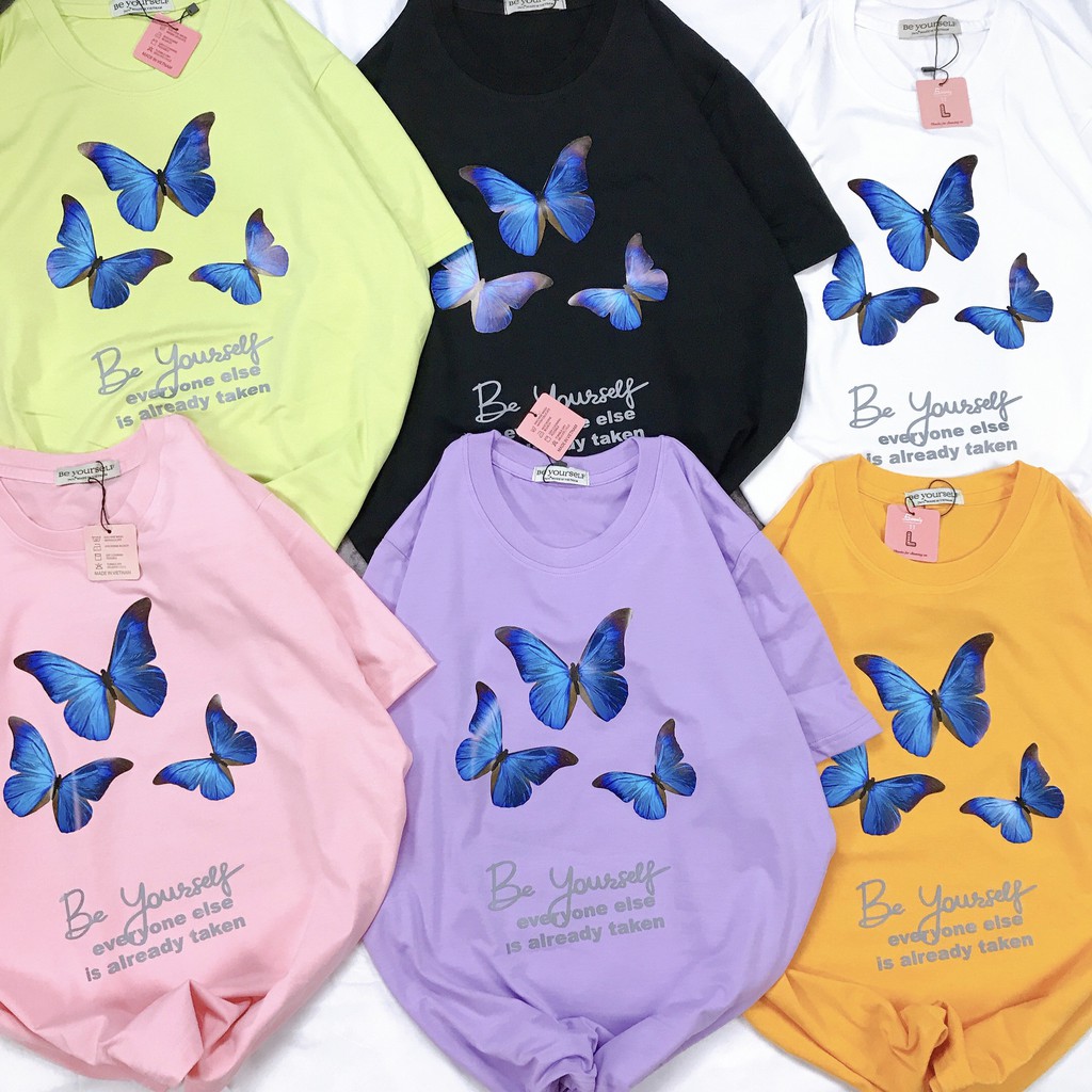 [HÌNH THẬT TỰ CHỤP] - Áo thun tay ngắn Be Yourself unisex size M L - 3 CON BƯỚM