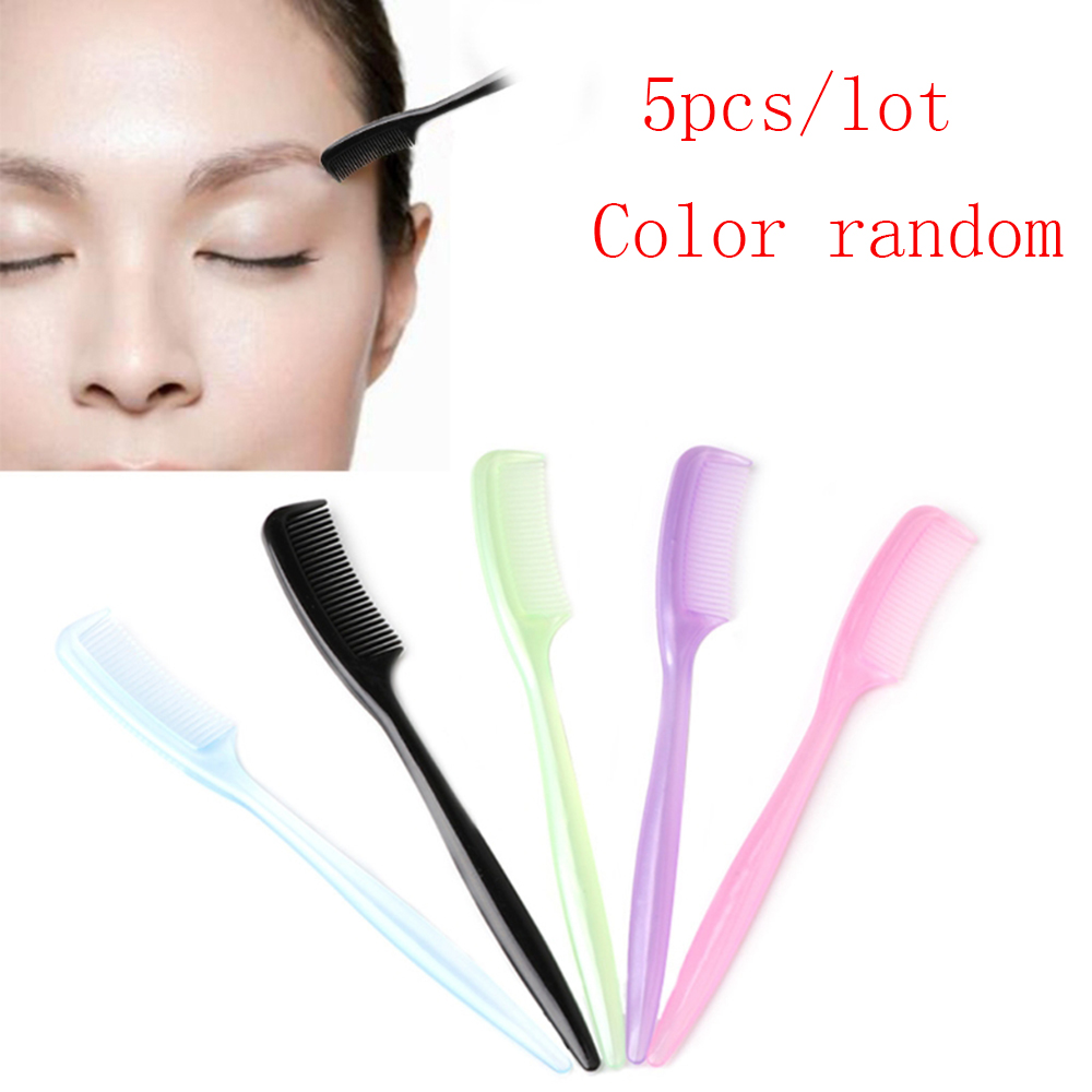 Set 5 lược chải lông mi / lông mày bằng nhựa màu sắc ngẫu nhiên