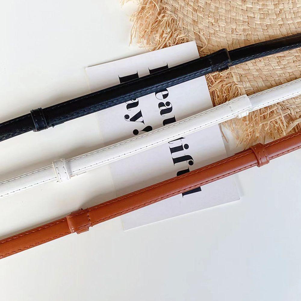 Thắt Lưng Da PU Màu Trơn Khóa Hình Chiếc Lá Xinh Xắn Cho Nữ