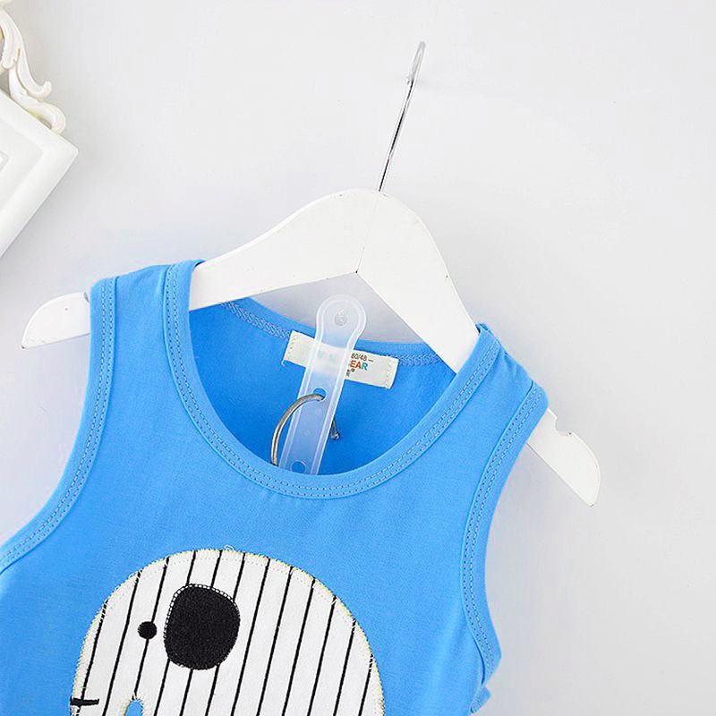 Set áo ba lỗ + quần đùi kẻ sọc chất liệu cotton thoáng mát cho bé