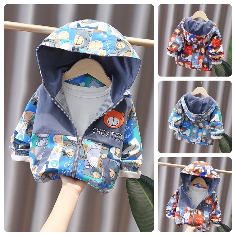 AK14 Size90-120 Áo khoác bé trai có mũ (Áo gió xịn 2 lớp lót thun cotton) Thời trang trẻ Em hàng quảng châu