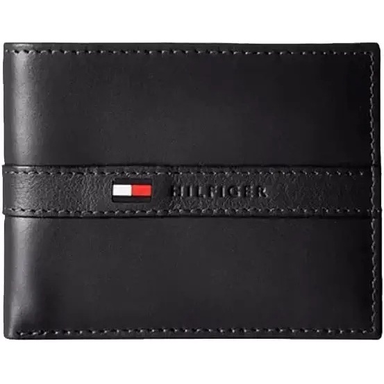 Chính hãng Mỹ - Ví đen da nam Tommy Hilfiger