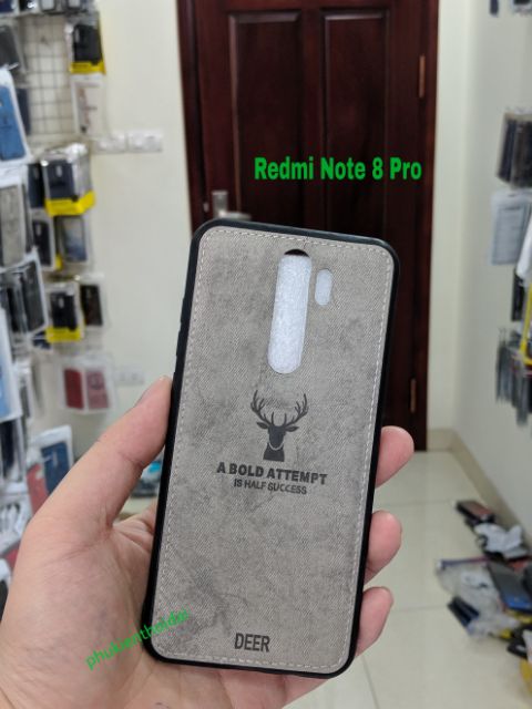 Ốp lưng Redmi Note 8 Pro vải mền đều hình đầu hươu cao cấp