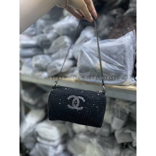 Túi Kẹp Nách Nữ Đính Đá Lấp Lánh, Túi Xách Nữ Đeo Chéo Bản 2 Dây