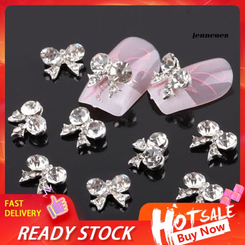 [Hàng mới về] Bộ 10 hạt đính trang trí móng hình nơ 3D đáng yêu