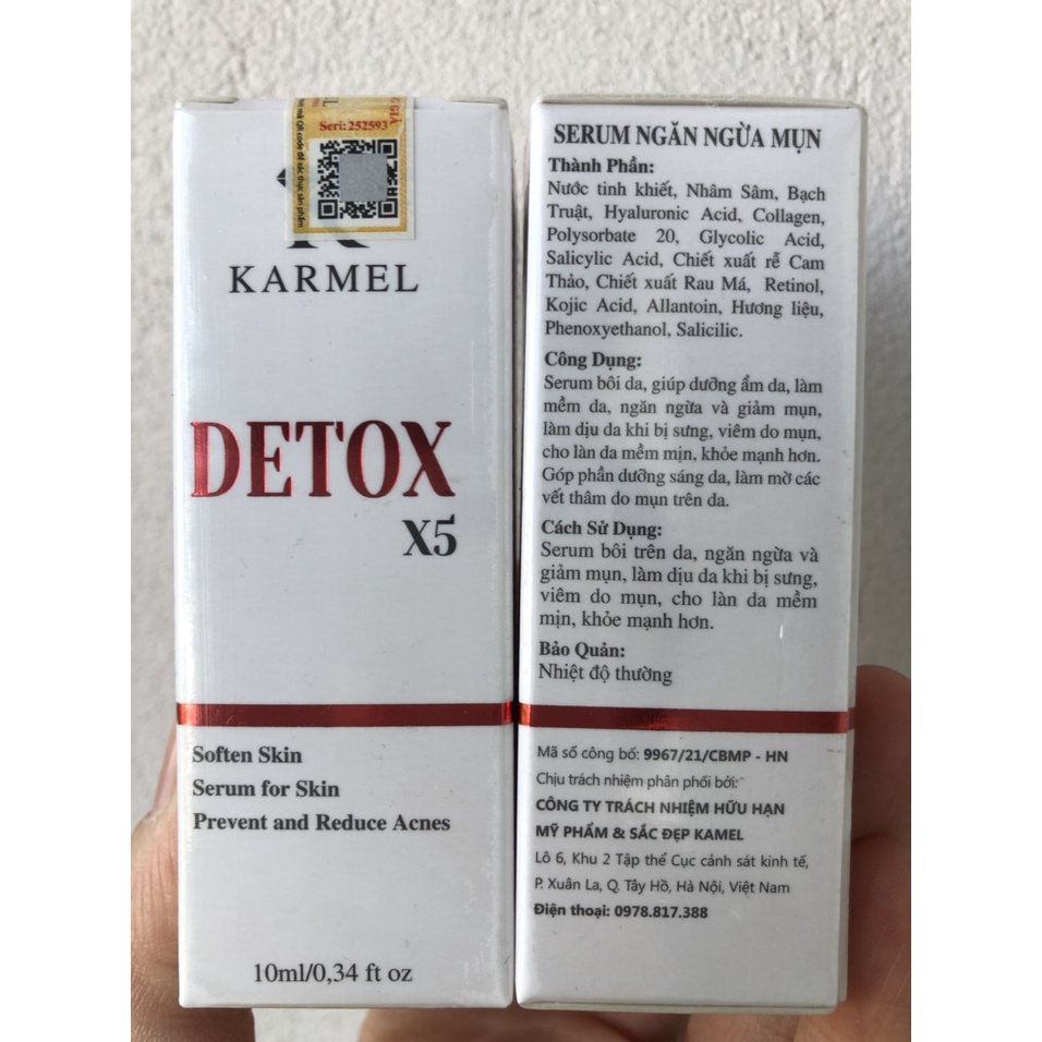Serum Xoá Mụn Da Sần Vỏ Cam, Kiềm Dầu Thu Nhỏ Lỗ Chân Lông Mờ Thâm Nám Giúp Da Đều Mầu Trắng Da - Detox X5 Kamel