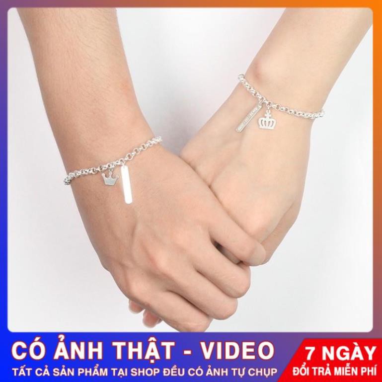 Lắc tay đôi bạc, vòng tay cặp nam nữ bạc ta sáng đẹp, trang sức Tuấn Thoan Jewelry