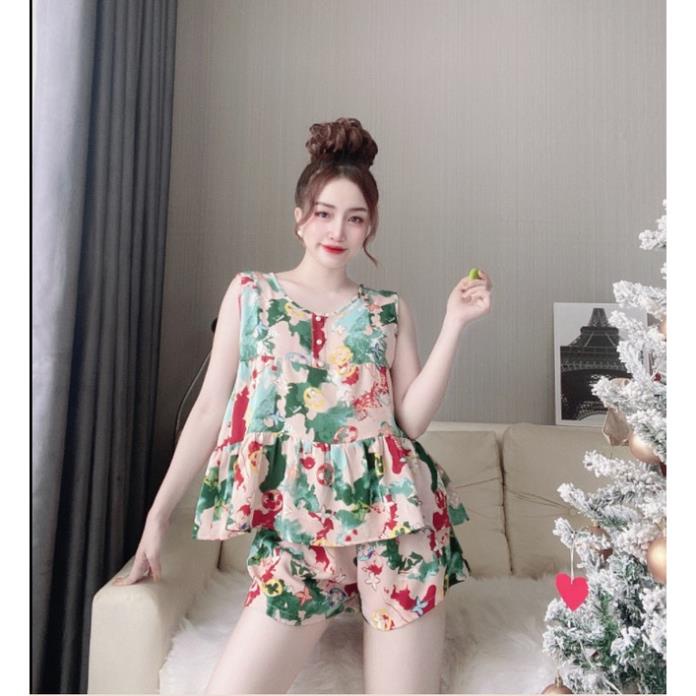 Đồ Bộ Mặc Nhà CELORA ,Bộ Mặc Nhà Lụa Nữ Áo Baby Doll  Bộ Đồ Ngủ Nữ Quần Cọc Ngắn Đẹp Mát Dưới 60kg | BigBuy360 - bigbuy360.vn