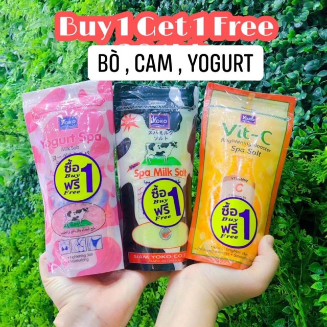 set 2 gói Muối tẩy tế bào chết sữa bò Yoko thái