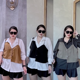 Áo sơ mi phối gile bigsize - múp bigsize 60-100kg