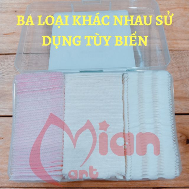 Hộp bông tẩy trang 3 trong 1 320 miếng bông tự nhiên chăm sóc da nhẹ nhàng - MIAN MART