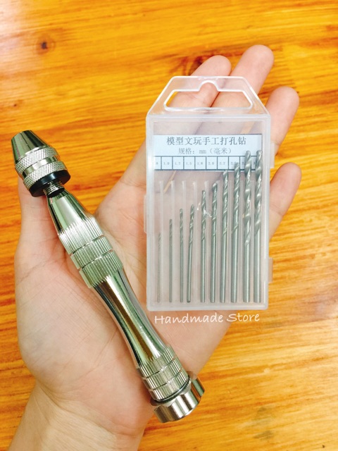 Khoan cầm tay mini + 10 mũi khoan