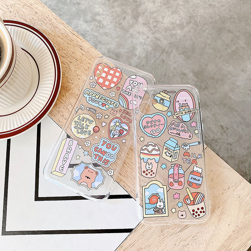 Ốp iphone Vỏ điện thoại silicon Cartoon bear and rabbit Silicone Phone Case For iPhone 11 Pro Max X Xr Xs Max 7 8 Plus Se 2020 12 pro max 12 mini | BigBuy360 - bigbuy360.vn