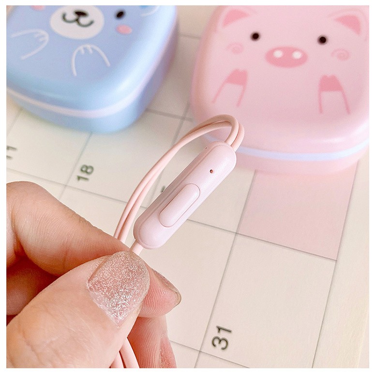 Bộ Tai Nghe Và Hộp Đựng Hàn Quốc  (In - Ear) Cực Cute - Có Mic Đàm Thoại - Cách Âm Tốt - Min STORE