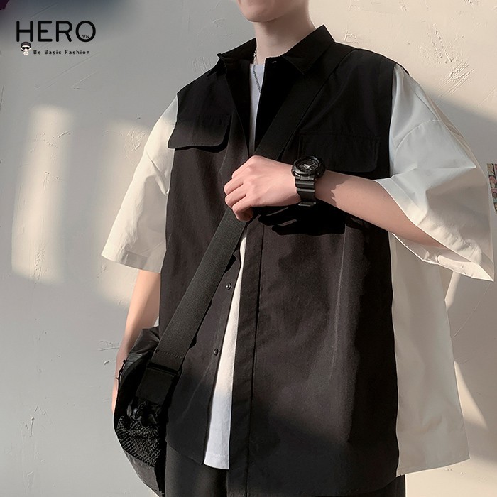 Áo Sơ Mi Tay Lỡ Nam Nữ Unisex Phối Màu Túi Cá Tính Form Rộng Đẹp Vải Kate Hàn MrHero Phong Cách Hàn Quốc SMK1 | BigBuy360 - bigbuy360.vn