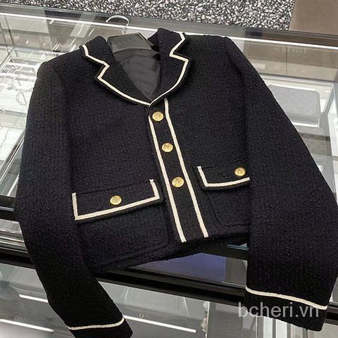 áo khoác cổ điển thu đông 2021 dáng ngắn khuy cài cổ vest
