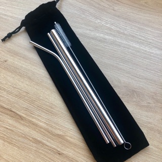 Set Ống hút Inox Bạc kèm cọ rửa