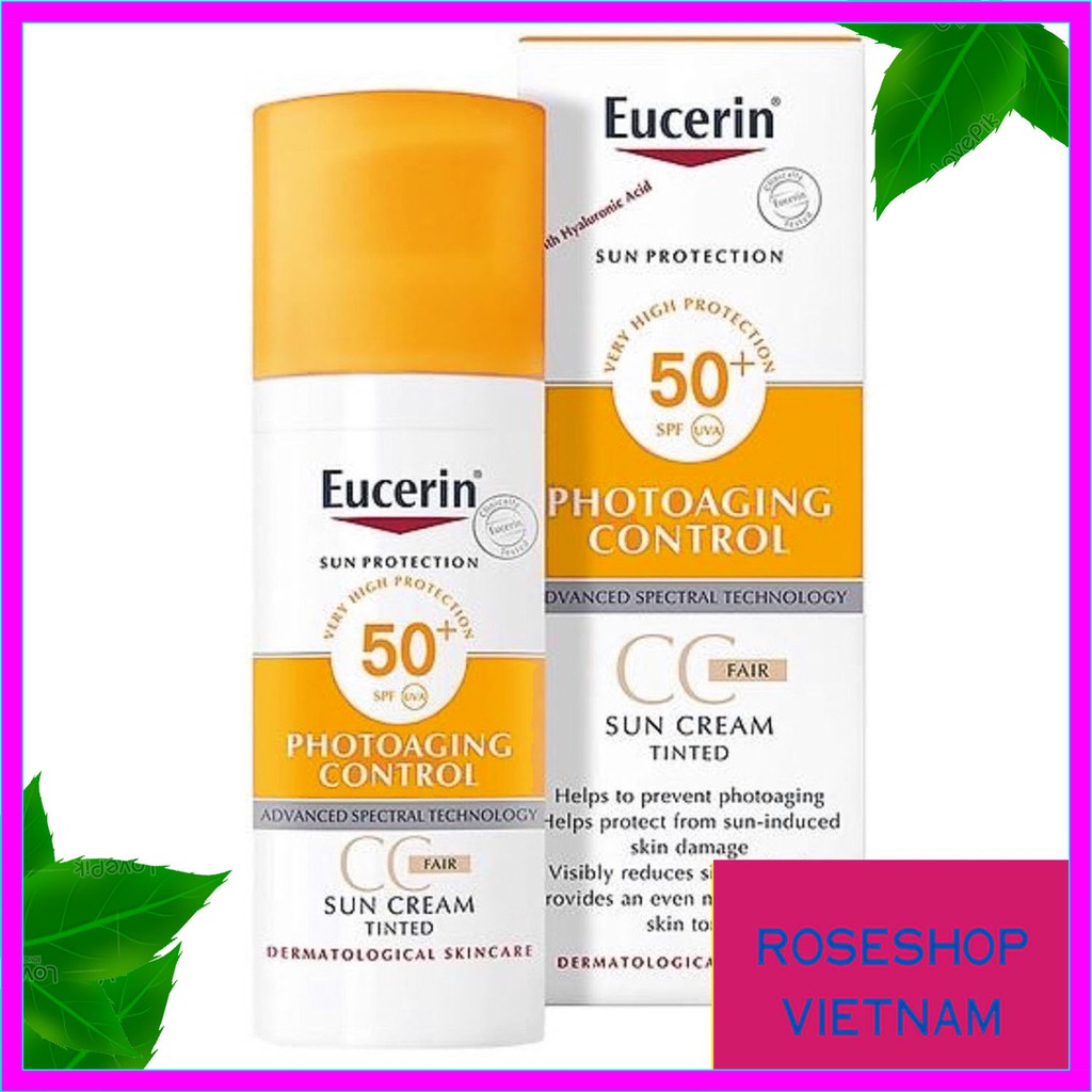 Kem Chống Nắng Làm Đều Màu Da Eucerin Sun Cream Face Tinted CC Cream Photoaging Control SPF50 50ml. Roseshop VietNam SP9