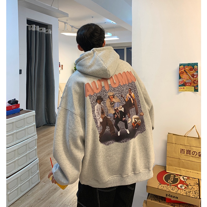 Áo hoodie dáng rộng in họa tiết thời trang phong cách hiphop đường phố sành điệu size M-5XL cho nam nữ