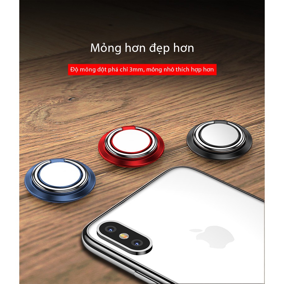 Iring Móc gắn điện thoại kiêm giá đỡ Cát Thái cực mỏng nhỏ gọn, đường viền bo tròn đeo thoải mái, xoay 360 độ